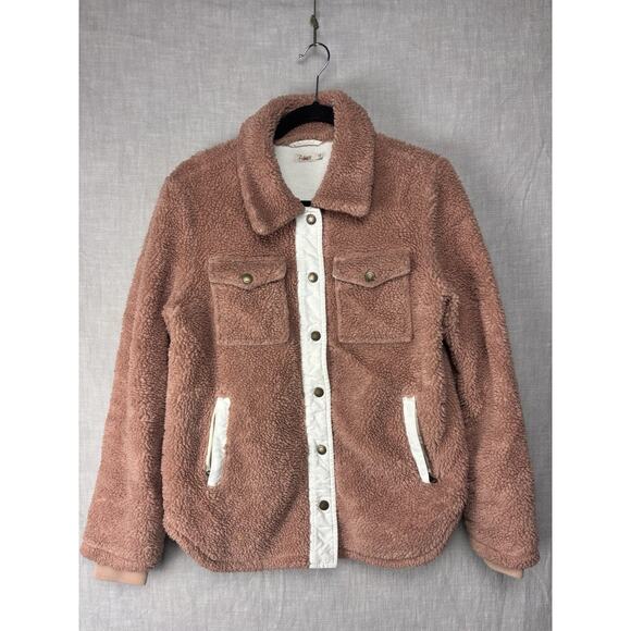 Faherty Women’s Eldridge Pink Sherpa Jacket Small High Pile - Picture 4 of 10